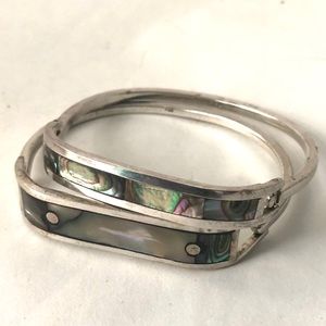 Abalone shell sterling silver bracelet set